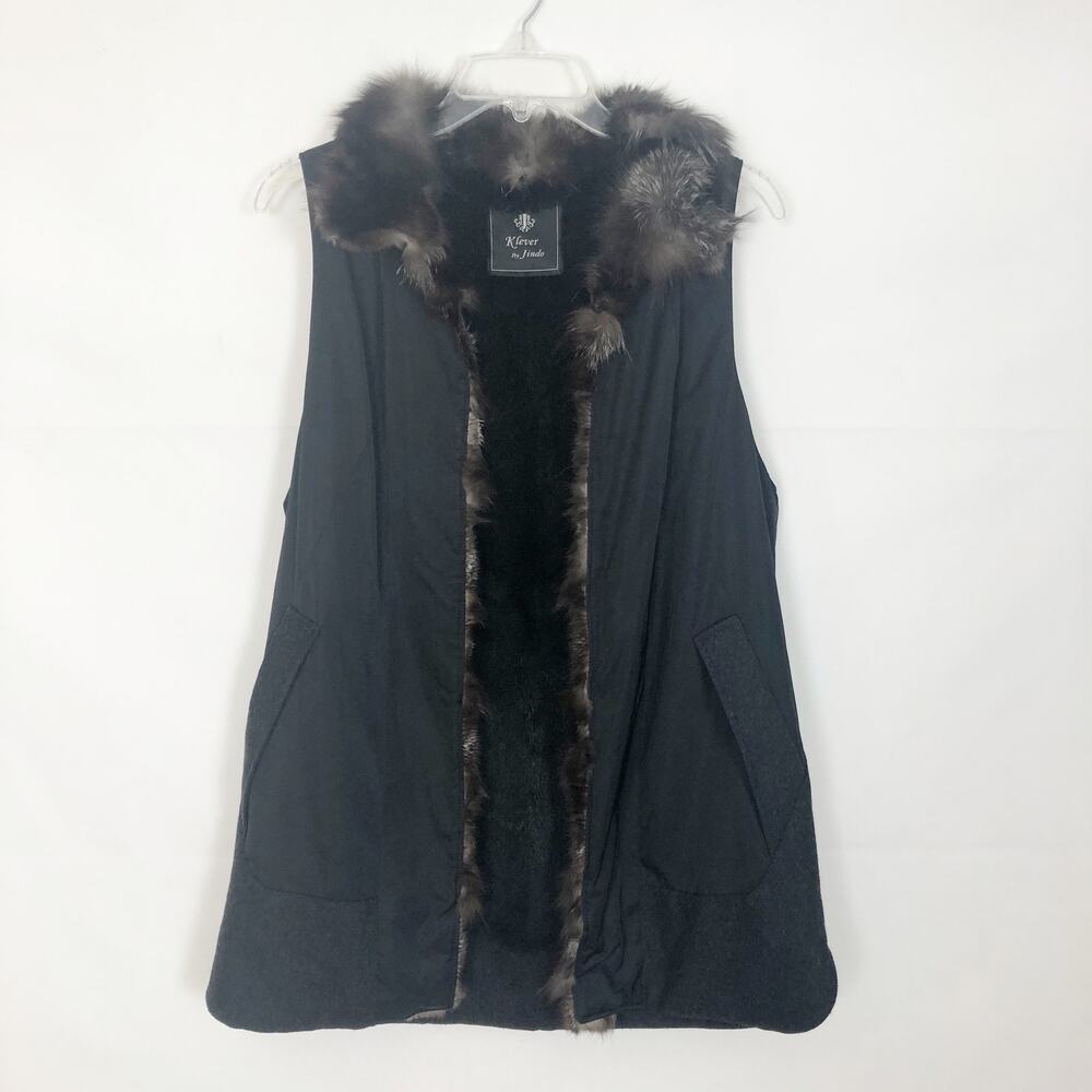 K Lever by Jindo Black Fur Vest